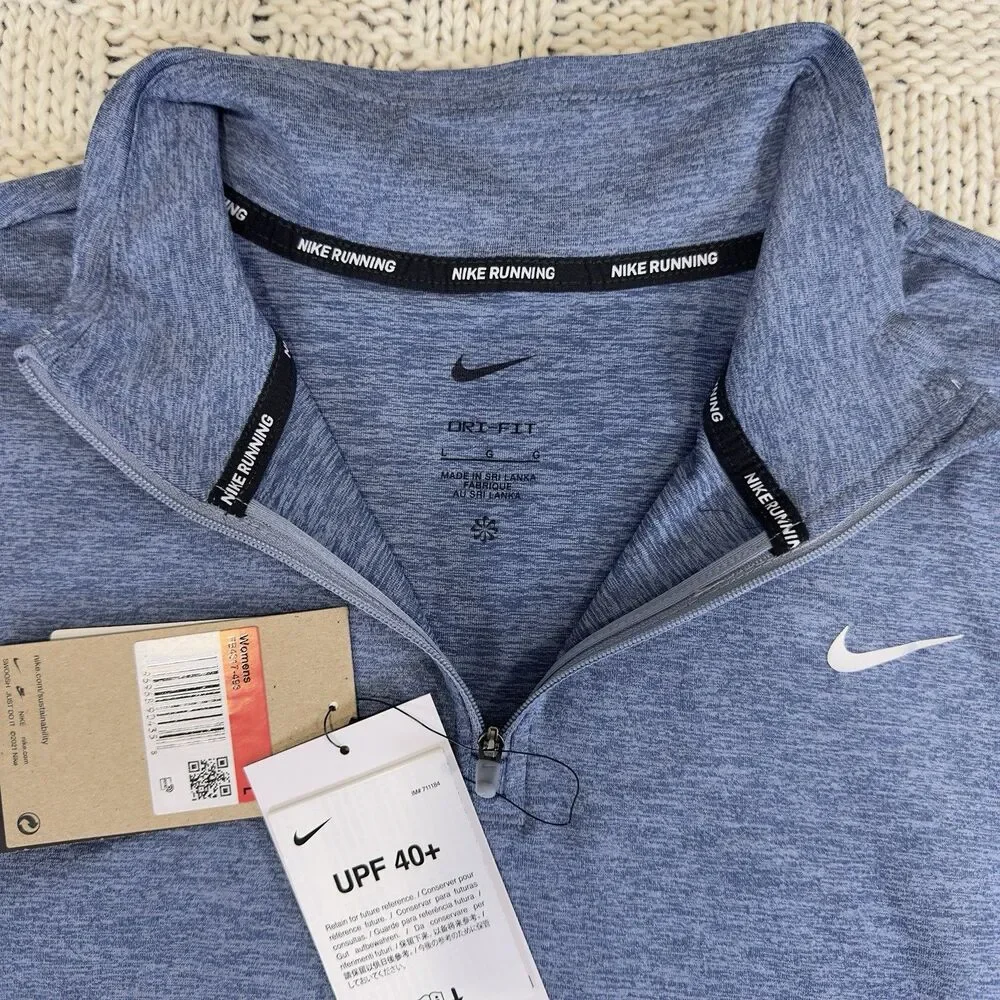 Nike Swift Dri-FIT 1/4 Zip Running Top Women’s Large Blue UPF 40+ NWT